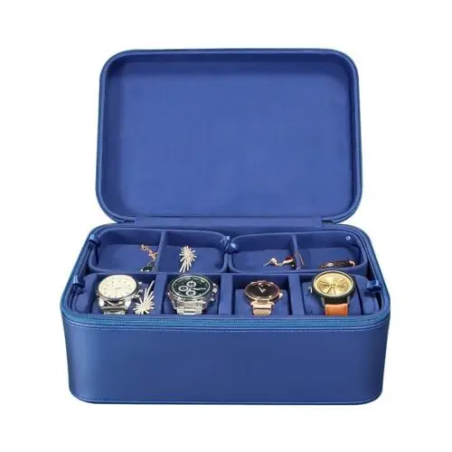 Custom luxury watch and jewelry storage box with modular velvet-lined compartments and OEM branding