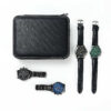 Professional fabric watch storage case with zippered compartments for jewelry brand packaging