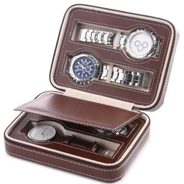 Custom Travel Watch Storage Case - Zippered Multi-Slot Organization Pouch Professional fabric watch storage case with zippered compartments for jewelry brand packaging