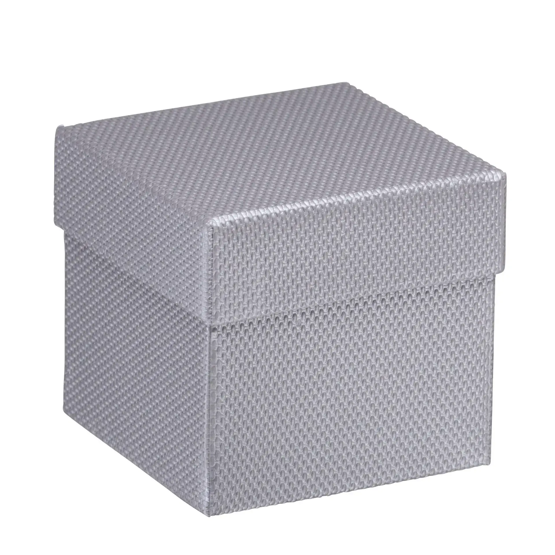 Custom weave texture small earring box with interior foam insert and sample branding mockup