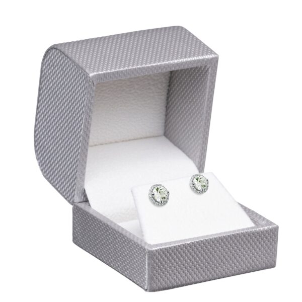 Custom weave texture small earring box with contemporary design, customizable branding and magnetic closure