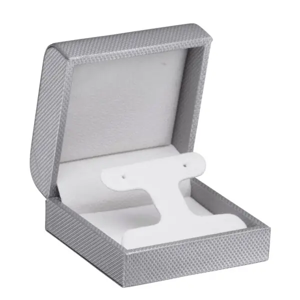 Custom Weave Texture T-Style Earring Box – Contemporary Jewelry Packaging Weave texture T-style earring box with contemporary design, custom jewelry packaging for brands and retailers