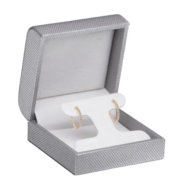 Custom Weave Texture T-Style Earring Box – Contemporary Jewelry Packaging Weave texture T-style earring box with contemporary design, custom jewelry packaging for brands and retailers