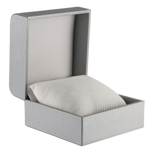 Custom Weave Texture Pillow Box Jewelry Packaging — OEM & Private Label Custom weave texture rigid pillow box for jewelry packaging, shown open with foam insert and branded interior