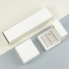 White velvet earring and ring jewelry box with custom foam insert and lid closure – luxury packaging for jewelry brands