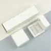 White velvet earring and ring jewelry box with custom foam insert and lid closure – luxury packaging for jewelry brands