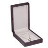 Premium piano wood necklace presentation box with custom velvet insert and embossed logo on lid
