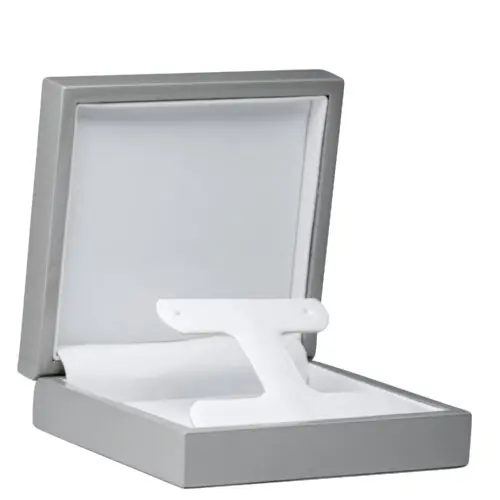 Luxury lacquered wooden T-bar earring box with custom branding, ideal for jewelry retail packaging and gifting