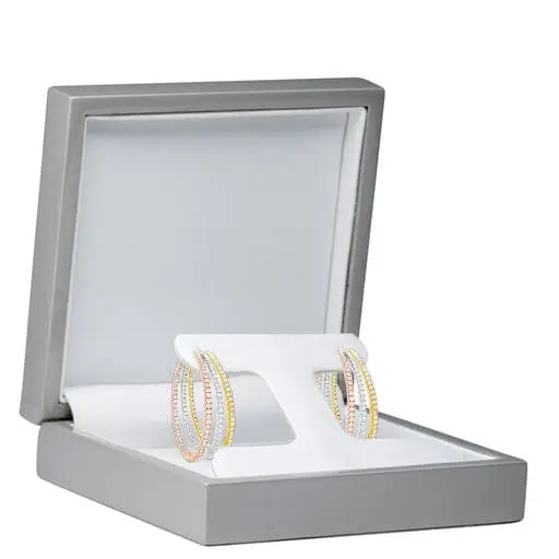 Luxury lacquered wooden T-bar earring box with custom branding, ideal for jewelry retail packaging and gifting