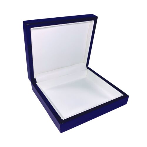 Luxury wooden lacquered jewelry box with flat padded interior and custom logo branding, Imperial Collection