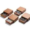Custom wooden jewelry boxes with velvet lining and embossed logo branding for jewelry retailers