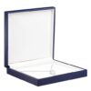 Luxury wooden lacquered necklace box with custom logo branding and padded interior insert