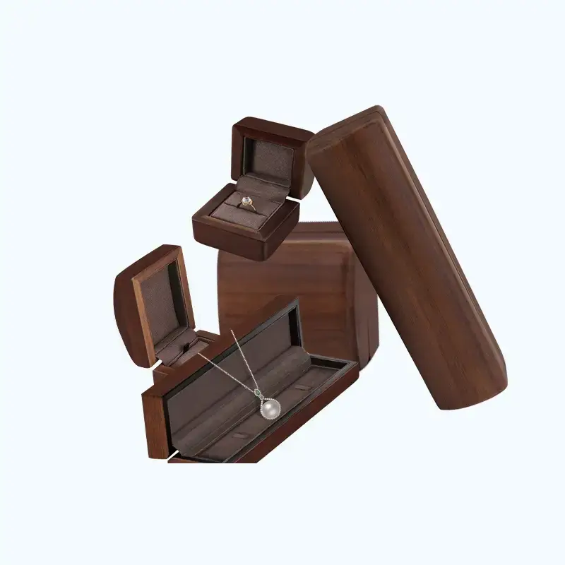 Custom solid wood necklace and pendant boxes with logo branding – luxury wholesale jewelry packaging