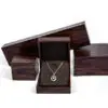 Custom wooden ring box with velvet insert, logo branding, and wholesale jewelry packaging