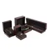 Custom wooden ring box with velvet insert, logo branding, and wholesale jewelry packaging