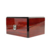 Custom wooden single-watch display box with embossed branding and magnetic closure for jewelry retail packaging