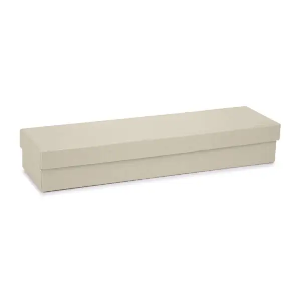 Woven linen bracelet box with soft textile exterior and customizable foam insert for jewelry retail packaging