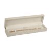 Woven linen bracelet box with soft textile exterior and customizable foam insert for jewelry retail packaging