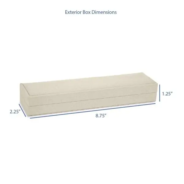 Woven linen bracelet box with soft textile exterior and customizable foam insert for jewelry retail packaging