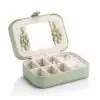 Woven multi-slot travel ring organizer jewelry case in custom brand colors with customizable interior dividers