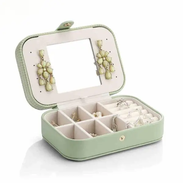 Woven multi-slot travel ring organizer jewelry case in custom brand colors with customizable interior dividers