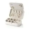 Woven multi-slot travel ring organizer jewelry case in custom brand colors with customizable interior dividers