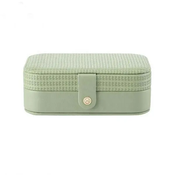 Woven multi-slot travel ring organizer jewelry case in custom brand colors with customizable interior dividers