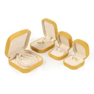 Custom Yellow Velvet Earring Box with Round Corners - Wholesale Jewelry Packaging
