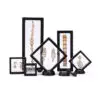 Custom floating jewelry display case with suspension insert design, closed view showing branded exterior packaging
