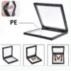 Custom floating jewelry display case with suspension insert design, closed view showing branded exterior packaging