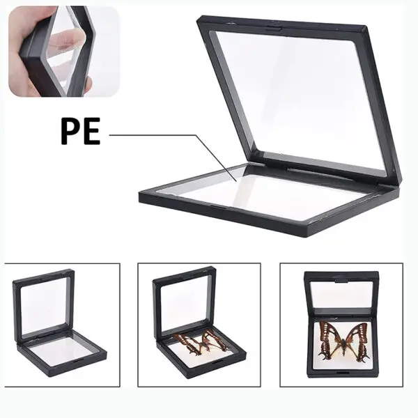 Custom floating jewelry display case with suspension insert design, closed view showing branded exterior packaging