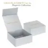 Foldable magnetic jewelry gift box with custom logo branding, luxury cardboard packaging for retail jewelry brands