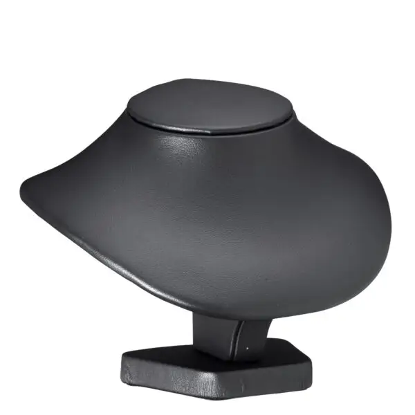 Leatherette Medium Round Necklace Display Stand – Custom Bulk Packaging Medium leatherette round necklace display stand with custom branding for jewelry packaging