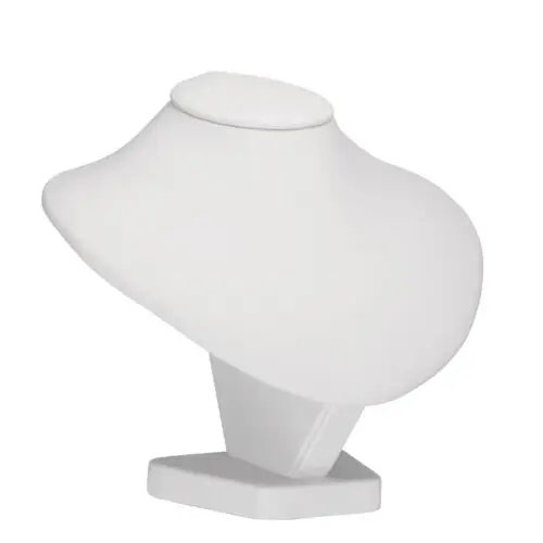 Leatherette Necklace Display Stand - Custom Medium Narrow Custom leatherette necklace display stand, medium narrow 4-inch profile in black, ideal for jewelry retail boutique and trade show presentations
