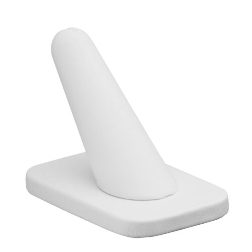 Leatherette finger ring display stand with custom logo branding for jewelry retail packaging