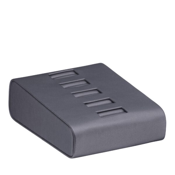 Custom leatherette 5-ring display stand with premium finish, perfect for jewelry retail and boutique showcases