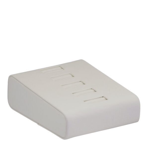 Custom leatherette 5-ring display stand with premium finish, perfect for jewelry retail and boutique showcases