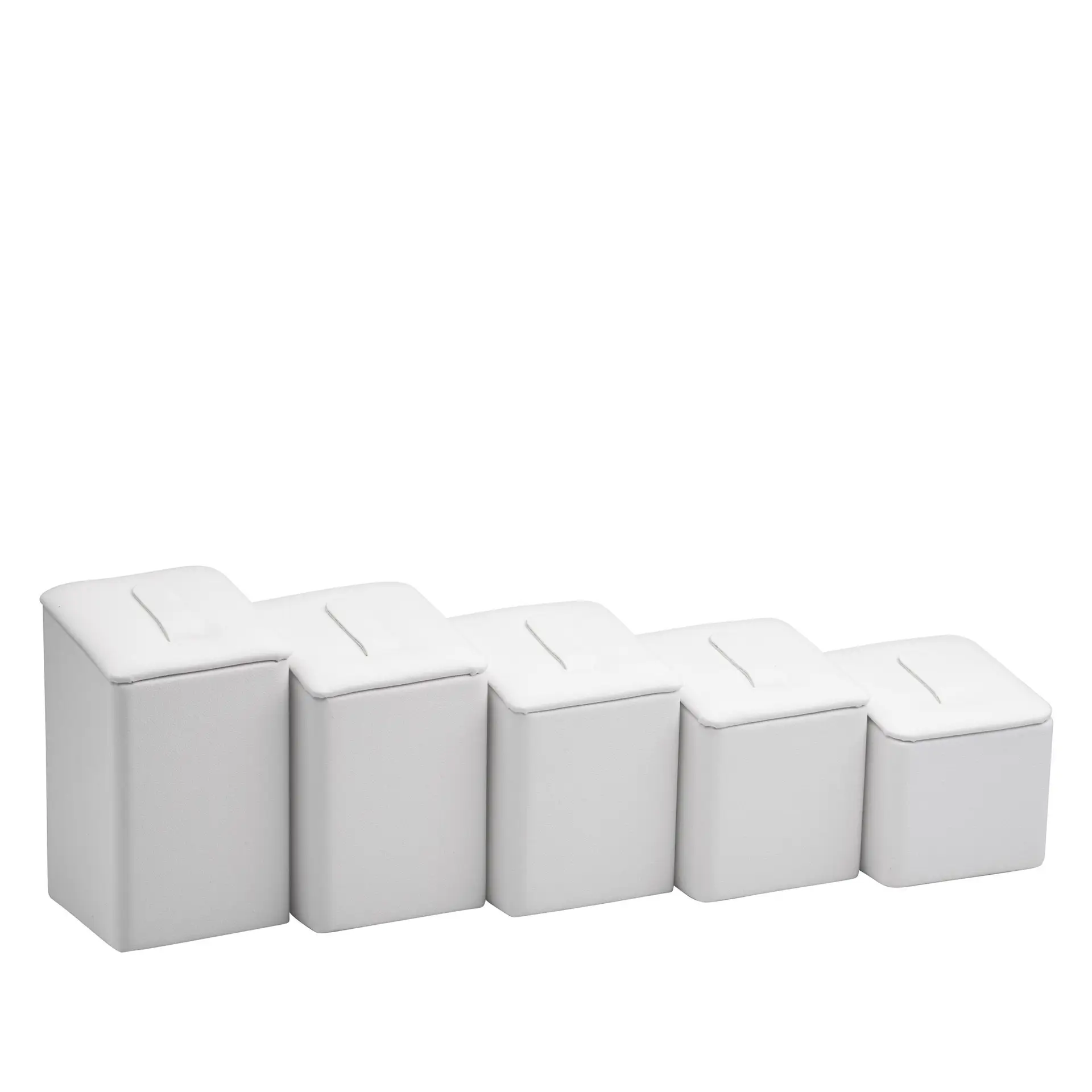 Set of five leatherette ring clip display stands with metal mechanisms, professional retail jewelry display