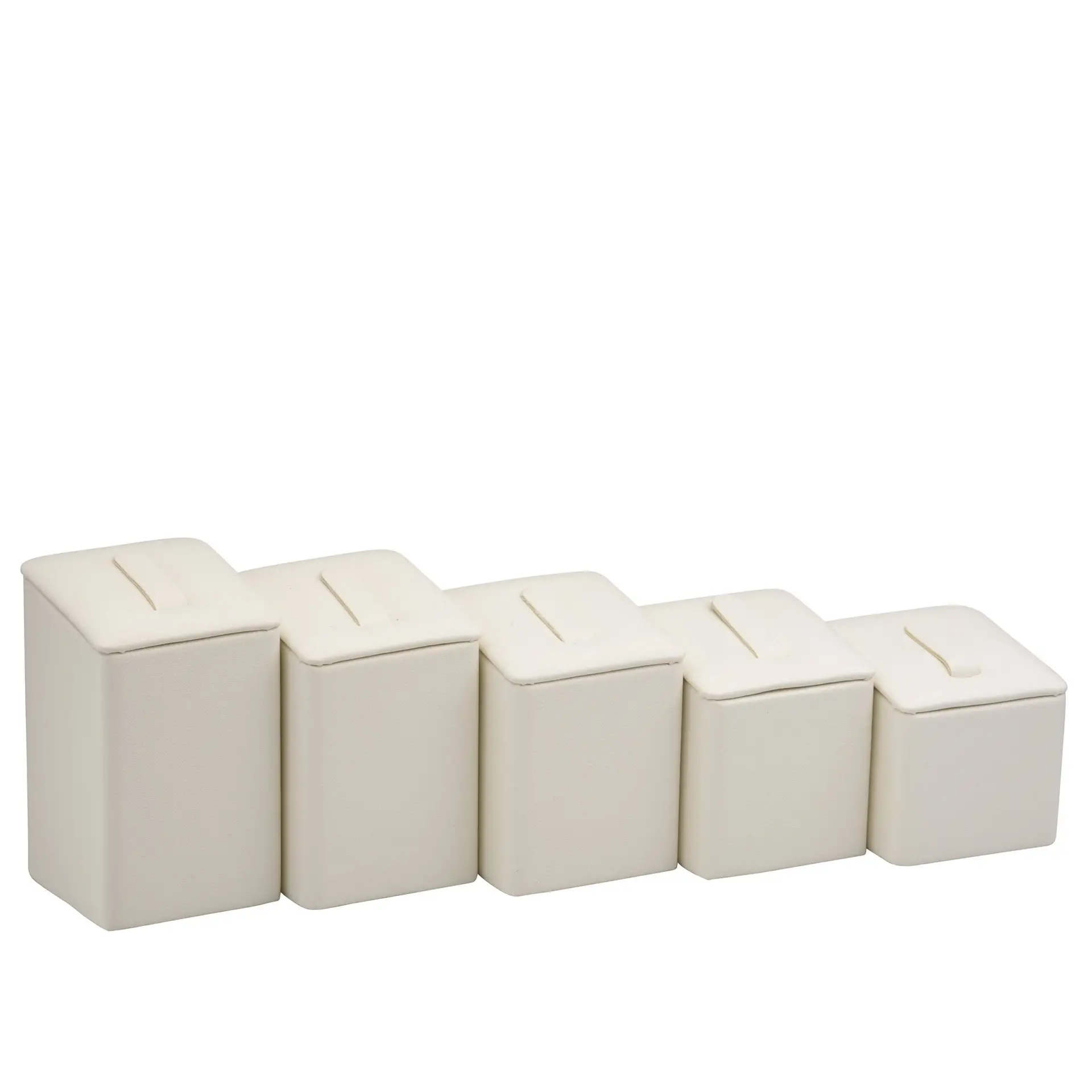 Set of five leatherette ring clip display stands with metal mechanisms, professional retail jewelry display
