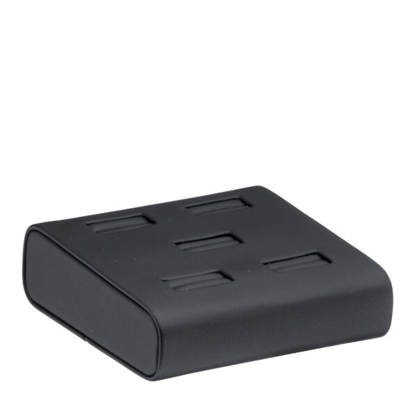 Leatherette 5-ring display tray with cushioned velvet inserts for retail jewelry presentation