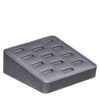 Leatherette 12-ring jewelry display tray with custom logo branding, microsuede interior, professional retail ring holder showcase