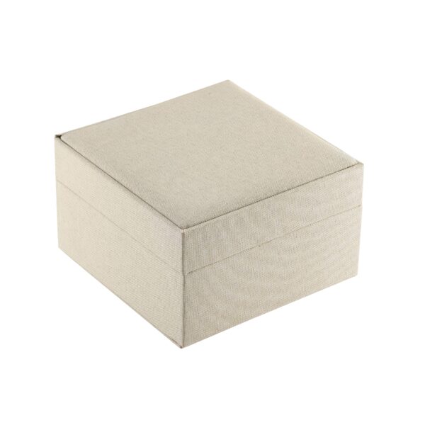 Linen weave pillow box with custom logo branding, premium jewelry display packaging for brands and retailers