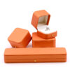 Luxury leather necklace and pendant jewelry boxes with custom embossing and velvet interior padding for premium packaging