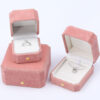 Octagon velvet jewelry boxes for necklaces and pendants with custom logo branding and soft interior lining