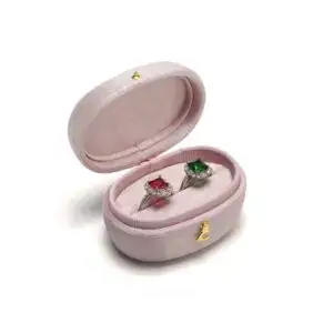 Oval Velvet Ring Box for Double Rings | Custom Wholesale Jewelry Packaging