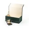 Premium leather ring box with pull-out certificate drawer, custom printed logo, jewelry packaging for brands