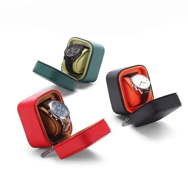 Custom protective travel watch case box with anti-drop padding, branded packaging for jewelry retailers