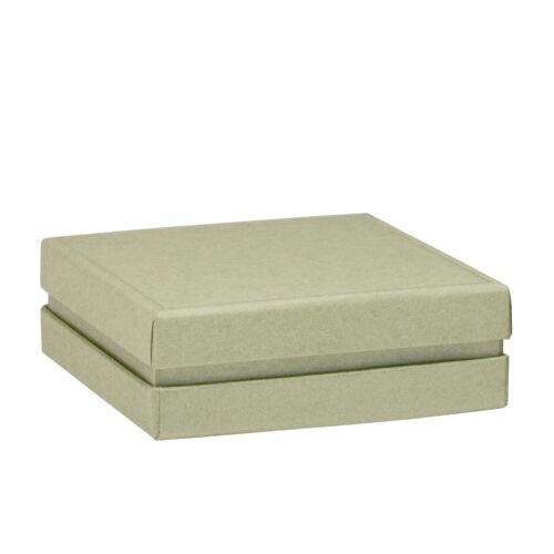 Recycled cardboard jewelry box with glossy insert, custom rigid packaging for jewelry brands and retail