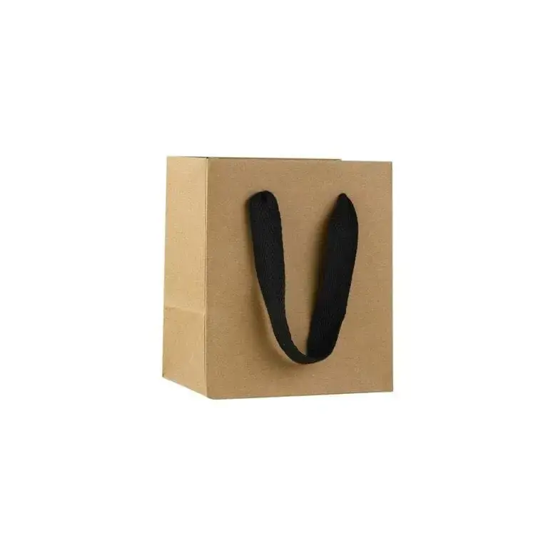Mini ribbon handle gift bag in various custom colors and materials for jewelry retail packaging