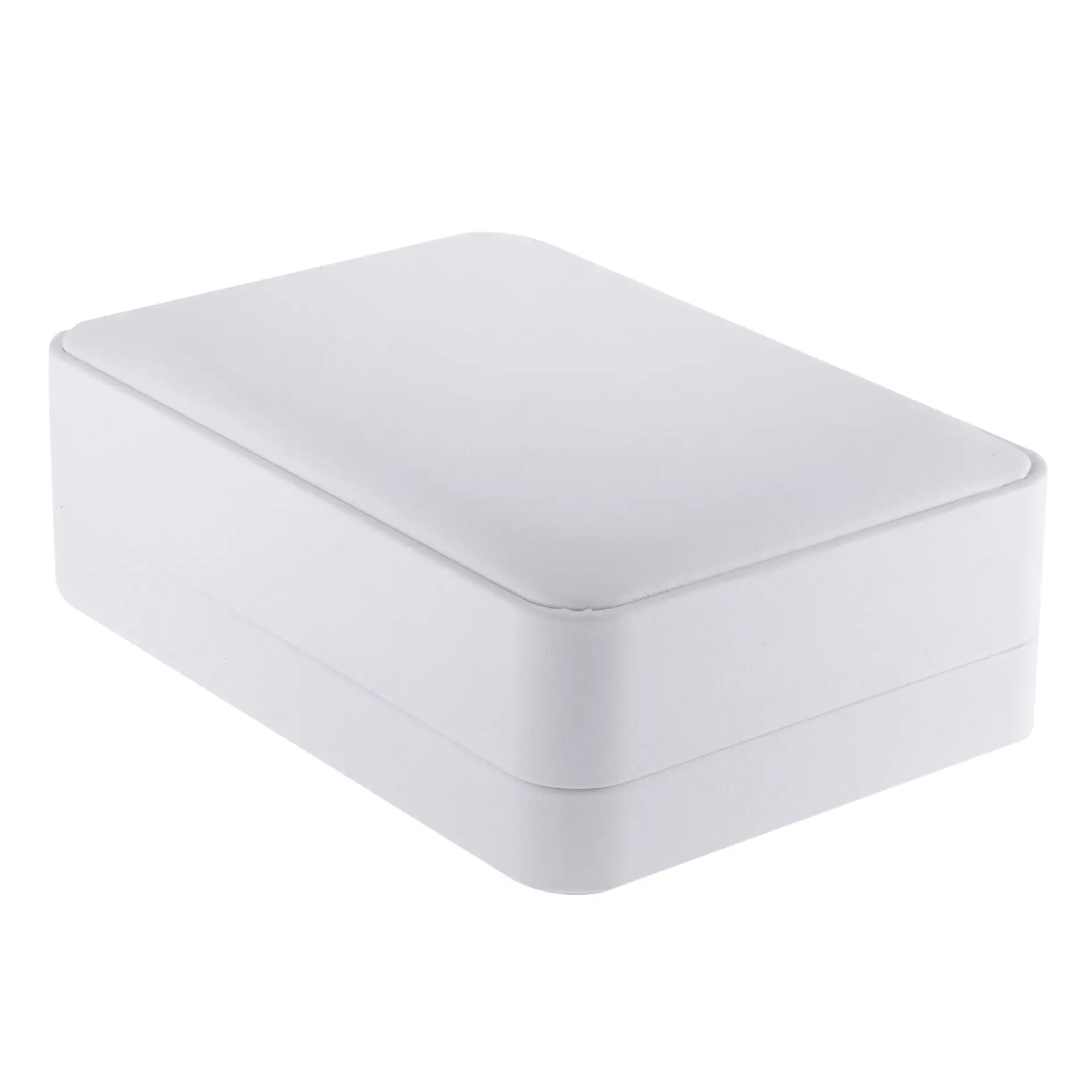 Soft leatherette pendant and necklace box with custom embossed logo, luxury jewelry packaging for brands